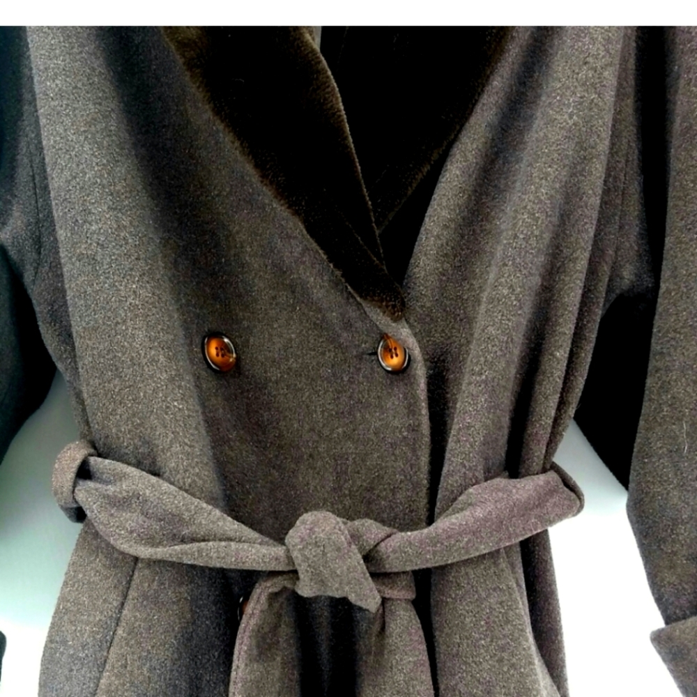 ETAM Belgium Faux Fur Wool Coat Double Breasted